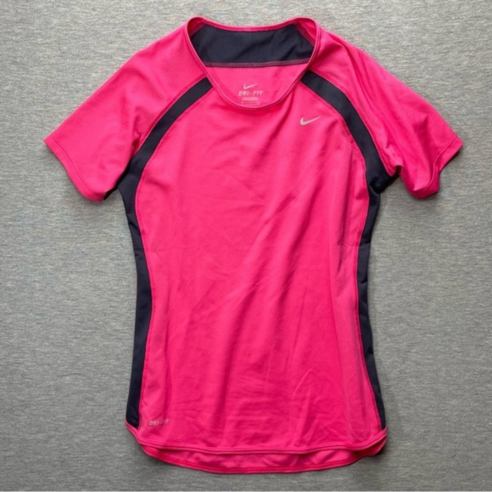 NIKE Dri-Fit Hot Pink Dark Blue Athletic Top T-Shirt